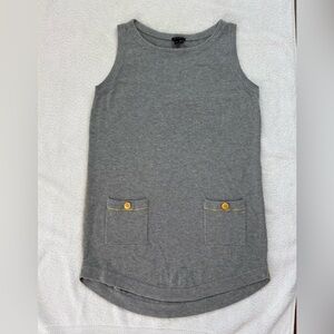 Theory Cashmere Cotton Sleeveless Knit Top Gray w/ Gold Button Pockets Women’s L